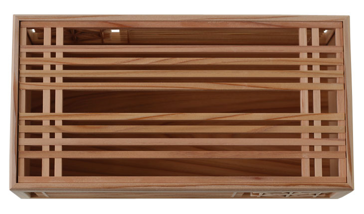 ティッシュボックスカバー tente 大湊文吉商店 秋田杉組子 秋藤手編み